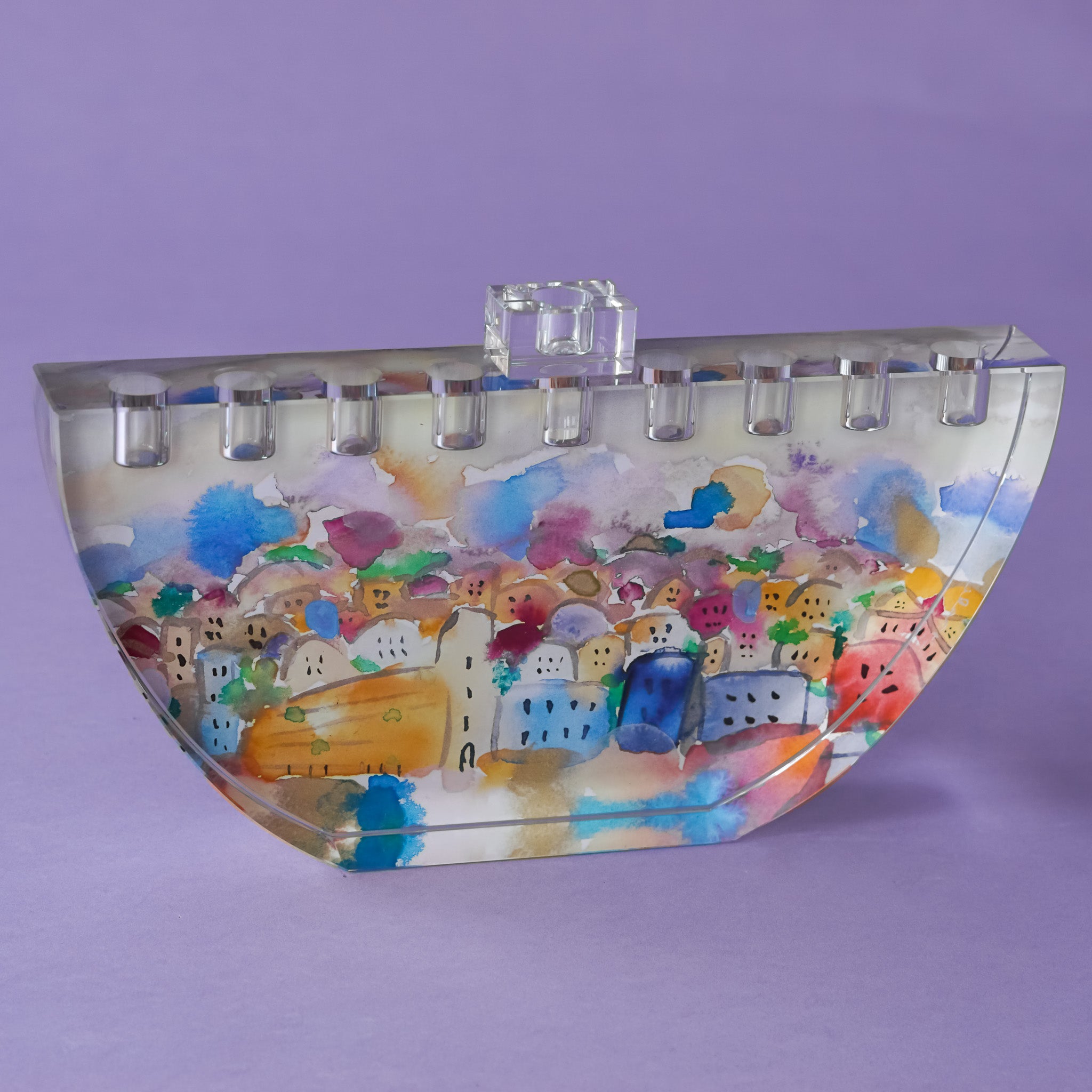 Hand Carved Crystal Menorah