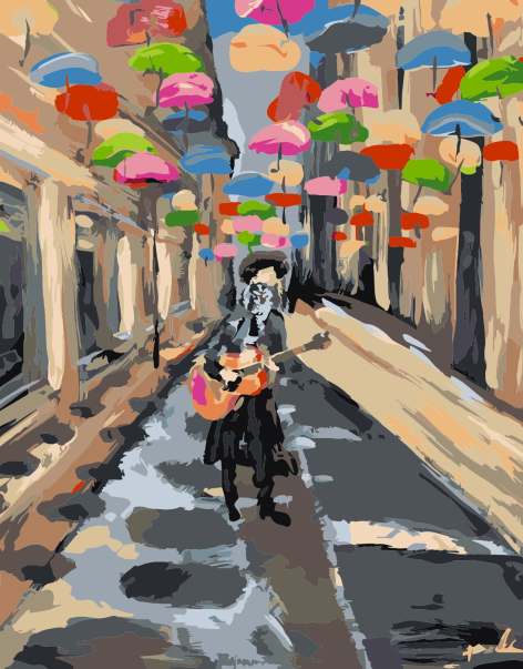 Colorful Umbrellas Paint by Number