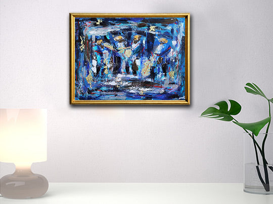Blue Abstract Chassidim painting