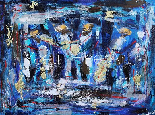 Blue Abstract Chassidim painting