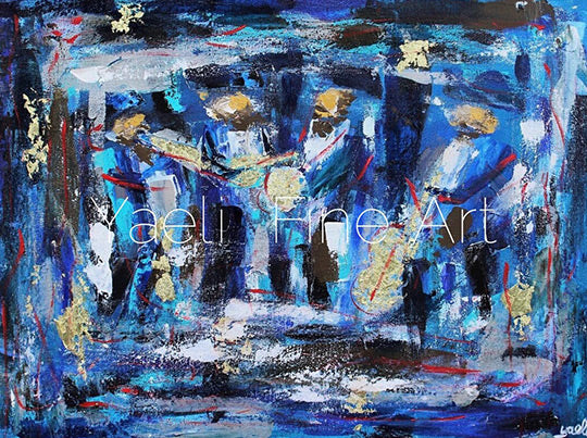 Abstract Musicians in Blue (SOLD)