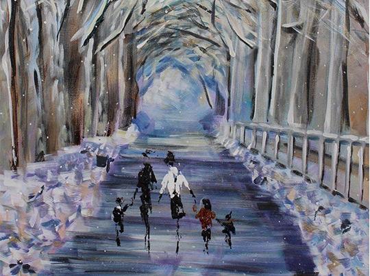 family walking