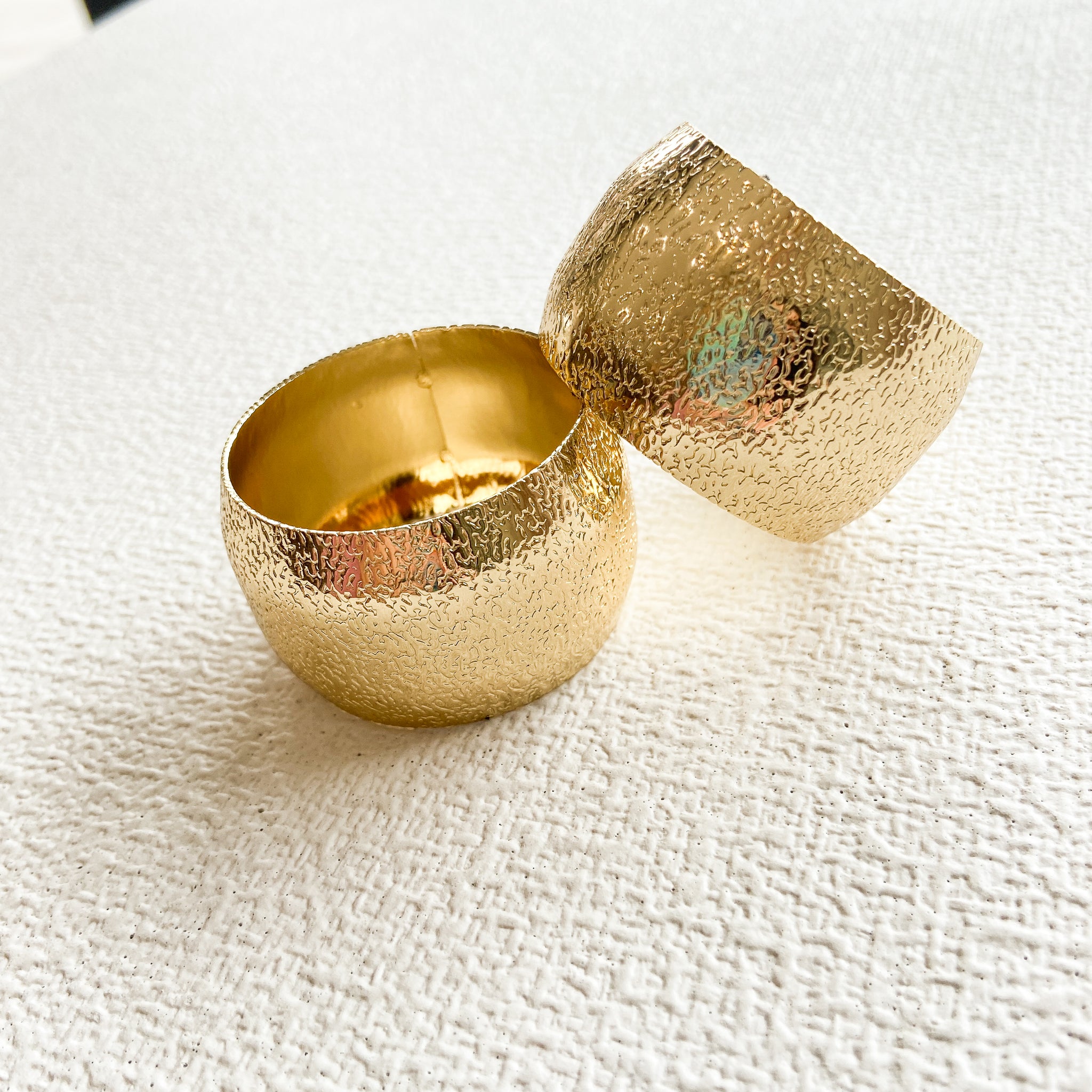 Gold Textured Napkin Rings | Set of 4