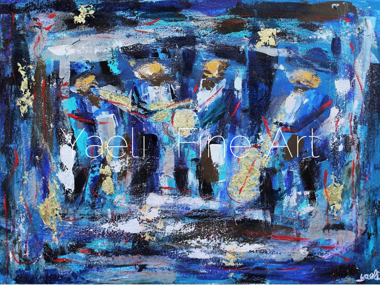 Blue Abstract Chassidim painting
