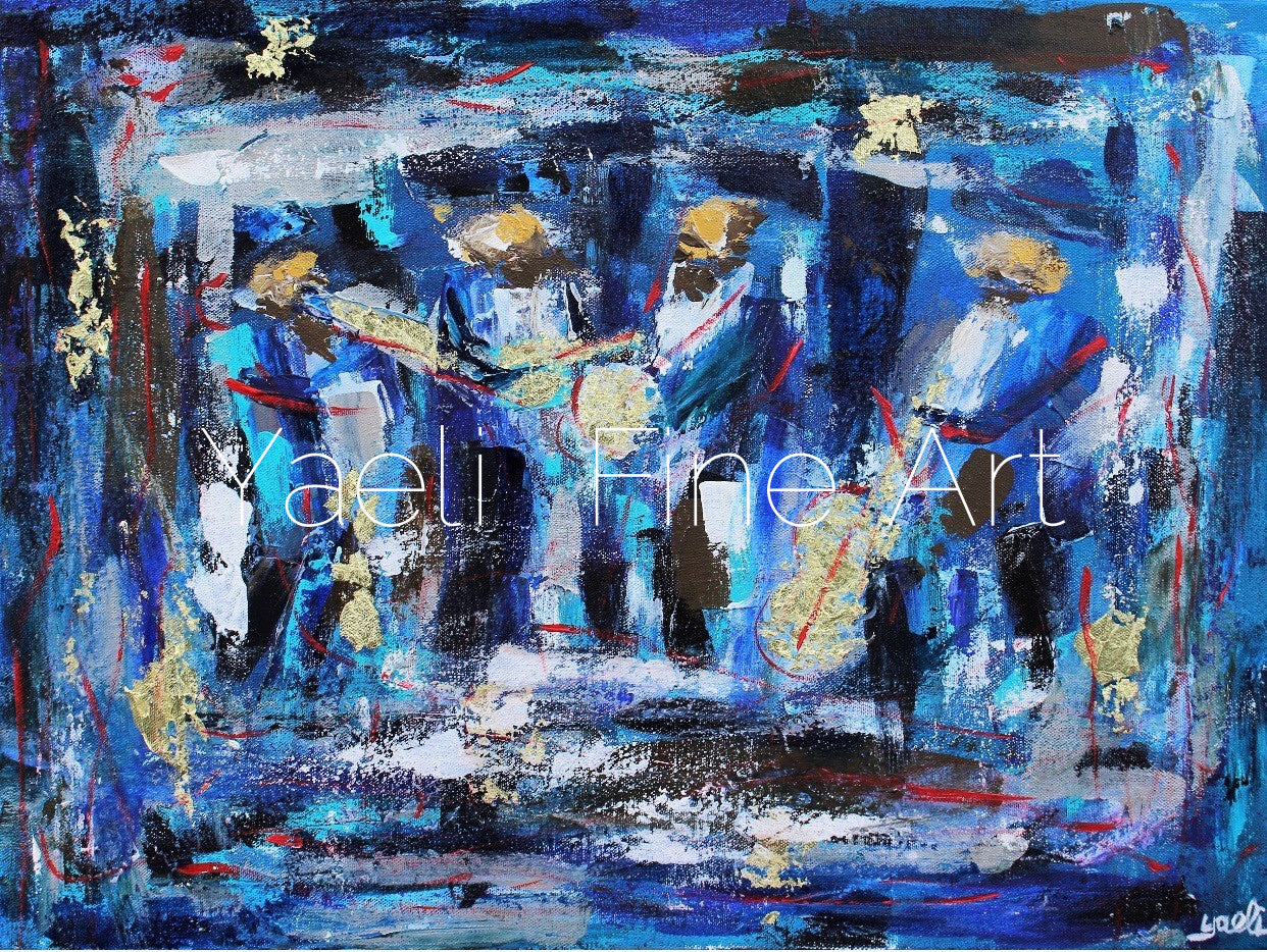 Abstract Musicians in Blue (SOLD)