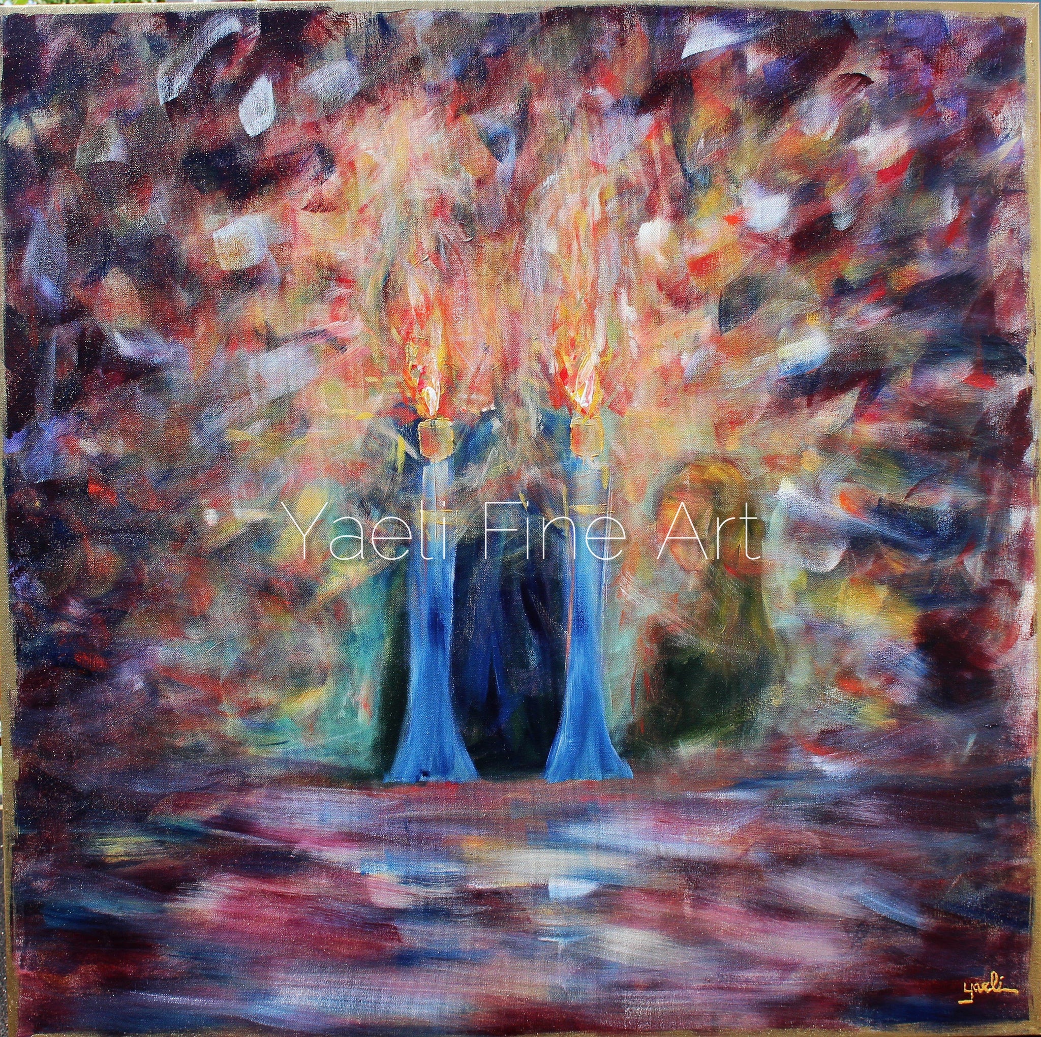 Shabbos Candles to Heaven (SOLD) - Judaic Art