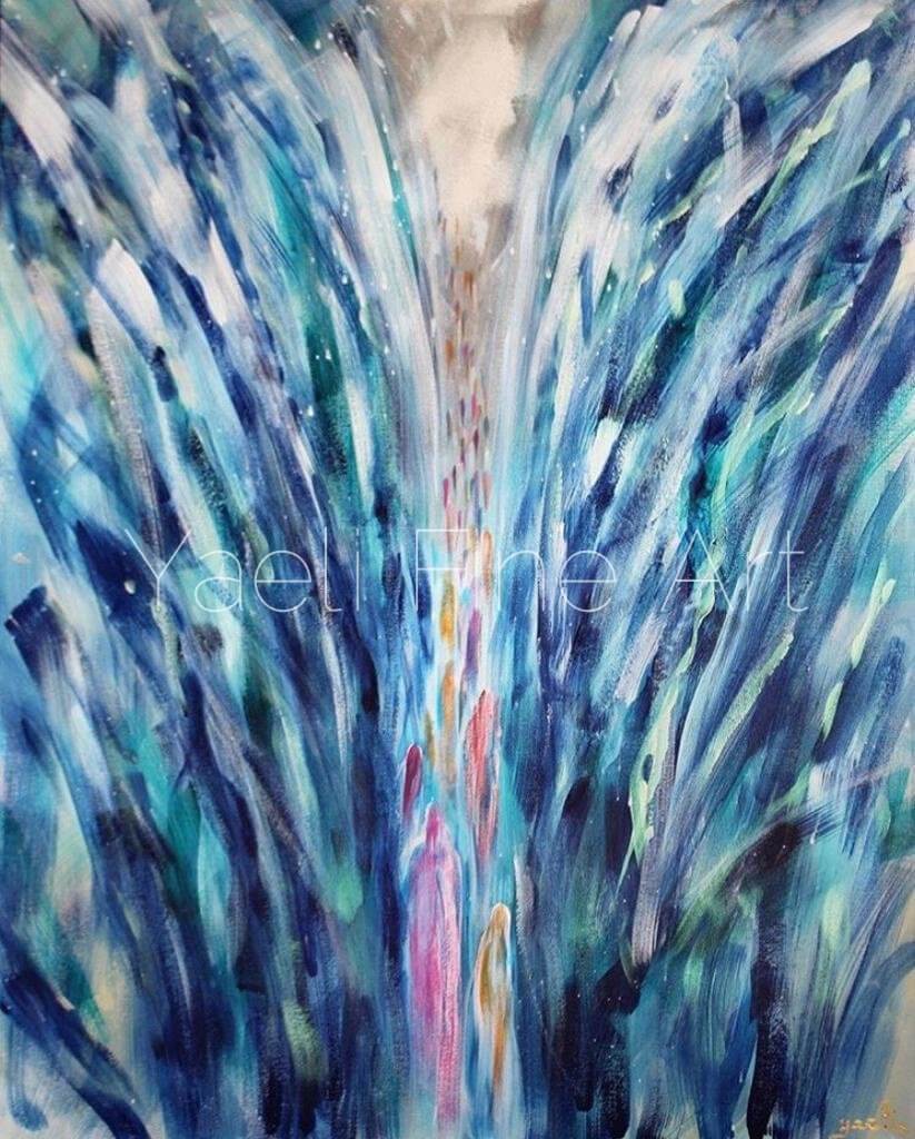 Biblical Painting - Judaica Art - Walking in the yam suf